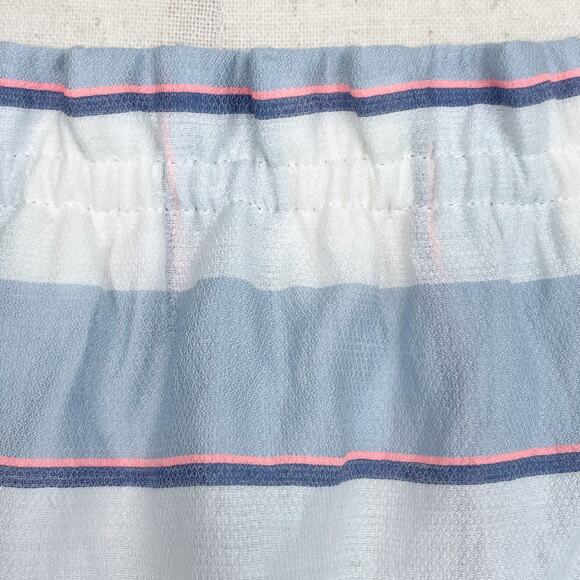 Parker Blue Striped Off Shoulder Ruffle Flounce Summer Mini Dress - Picture 5 of 8